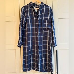 Zara Navy Checkered Shirt Tunic